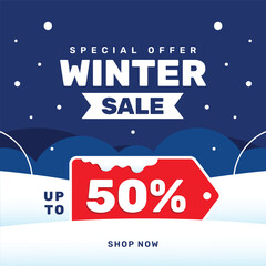 Winter Sale Special Offer Promotion Banner Design with Discount Label