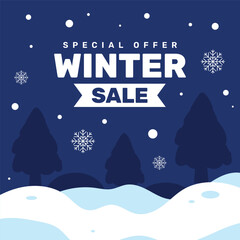 Winter Sale Special Offer Promotion Banner Design with Discount Label