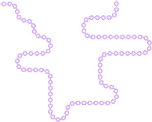 Circle pattern repeats along a line composed of recurring curve forms in sequence.