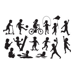 Children Playing and Sports Silhouette Collection vector