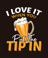 I love it when you put the tip in beer mug with foam brown backdrop