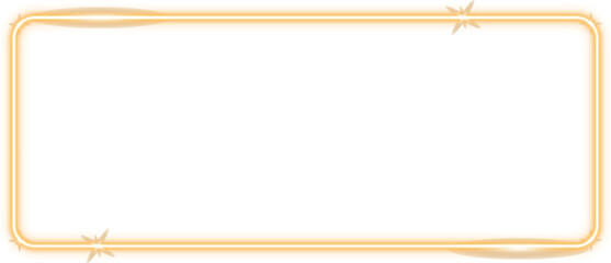 A vibrant orange neon light border with smooth rounded corners and a soft glowing effect, featuring subtle starbursts. Perfect for modern design applications.