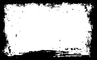 Grunge border vector texture background. Abstract frame overlay. Dirty and damaged backdrop. Vector graphic illustration with transparent white. 