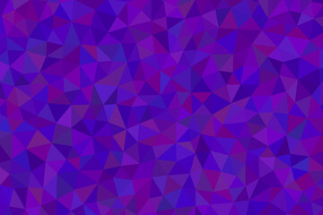 Abstract background texture featuring a complex, lowpoly geometric pattern composed of various shades of deep purple and vibrant blue