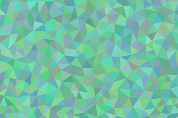 Abstract geometric background pattern composed of many small, interlocking triangles in shades of green and blue