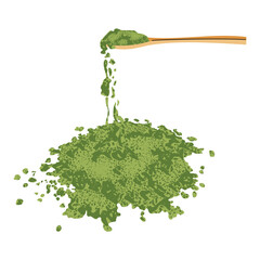Bamboo Scoop Pouring Vibrant Matcha Powder