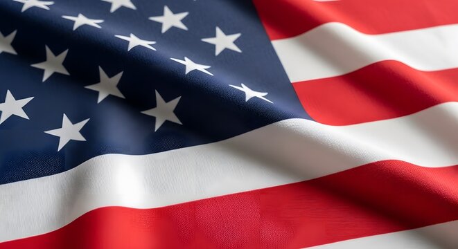 Close up of a waving american flag with stars and stripes