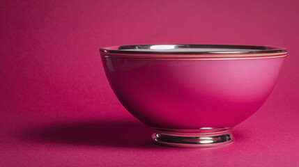 A vibrant pink bowl on a matching backdrop, creating a striking visual contrast