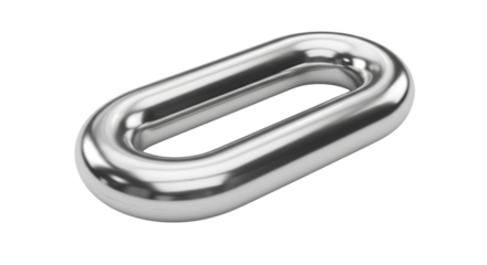 Polished Silver Metal Chain Link, Reflective Surface, cutout, PNG isolated on white or transparent background