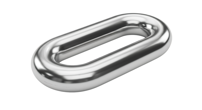 Polished Silver Metal Chain Link, Reflective Surface, cutout, PNG isolated on white or transparent background
