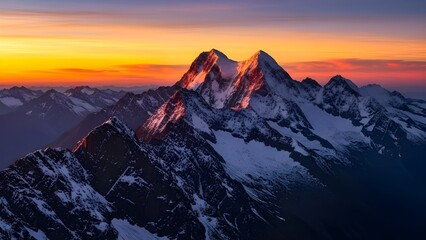 Majestic Snow-Capped Mountains at Epic Vibrant Sunrise