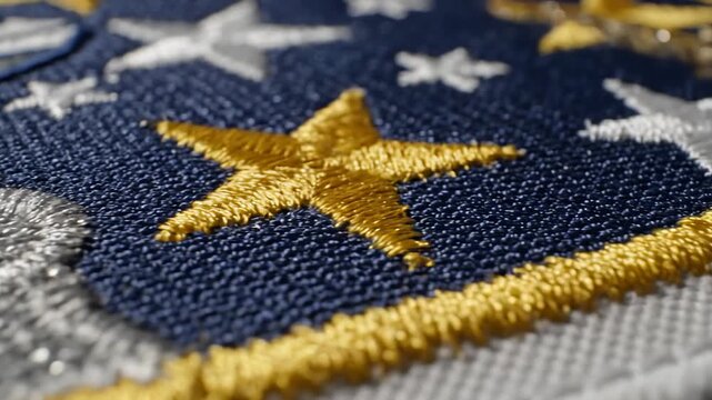 Extreme Close Up of Embroidered Patch With Stars