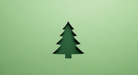 Festive green christmas tree shape paper cutout design background