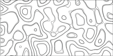 Abstract black and white organic contour lines forming irregular shapes and patterns on a white background, creating a sense of flow and movement, perfect for graphic design and artistic backgrounds