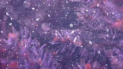 christmas new year landscape in winter falling snow and small and large snowflakes - Powered by Adobe