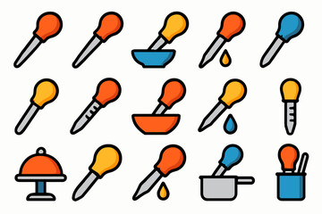 Colorful seamless pattern of droppers and lab equipment in icon style