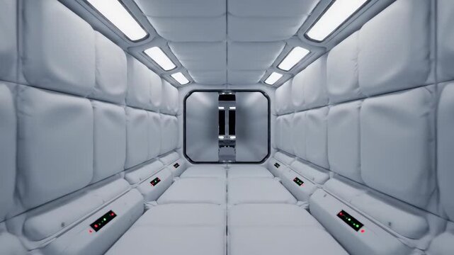 Modular Space Station Interior With Sequentially Opening Bulkheads