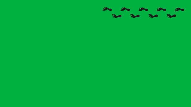 animated cartoon human footsteps walking straight and turn, animation footage video on alpha channel(transparent) background.