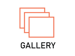 Stacked outline rectangles representing gallery icon on white