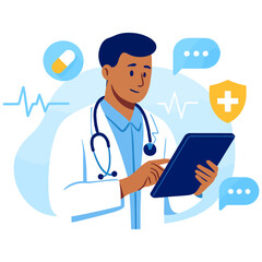 Doctor with Tablet illustration vector