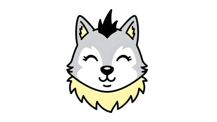 Obraz premium Cute wolf cartoon character vector illustration of a happy animal isolated on white background