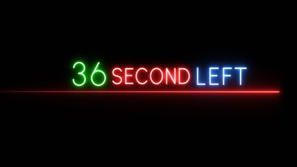 Obraz premium 36 Second countdown timer illustration. Neon countdown number on black background. Neon counting timer number.