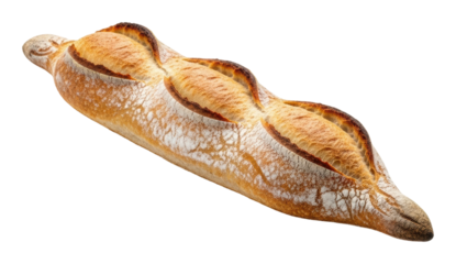 Fresh baguette on a wooden board bakery rustic appeal isolated on transparent background
