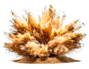 Explosion of sand and debris in desert