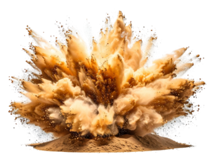 Explosion of sand and debris in desert