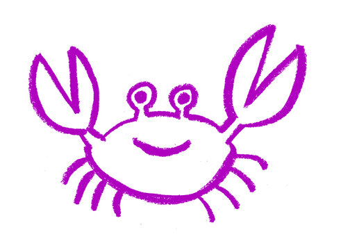 Smiling Crab Crayon Chalk Wax Drawing Vector