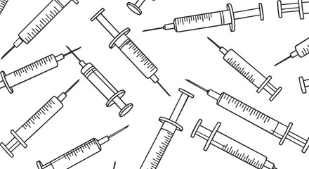 A collection of medical syringes in an outline vector style, suitable for healthcare and medical design projects