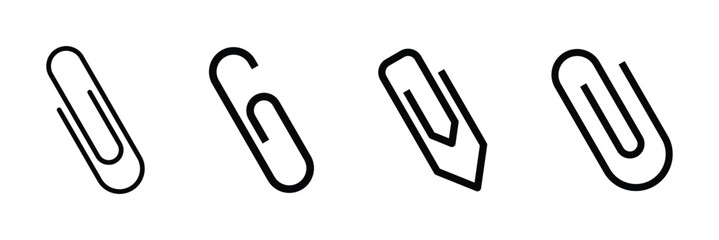 Paperclip icon isolated on white background, office paperclip, school supplies, stationery element for fastening documents, page clamp, office concept, paper holder for fastening