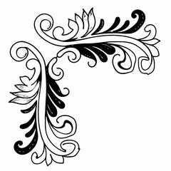 Elegant black and white corner flourish design