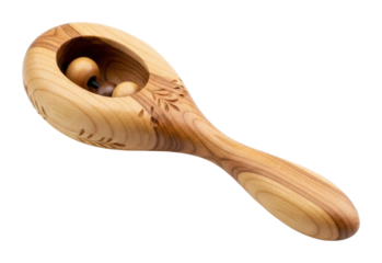 Traditional wooden maraca artisan workshop product isolated on transparent background