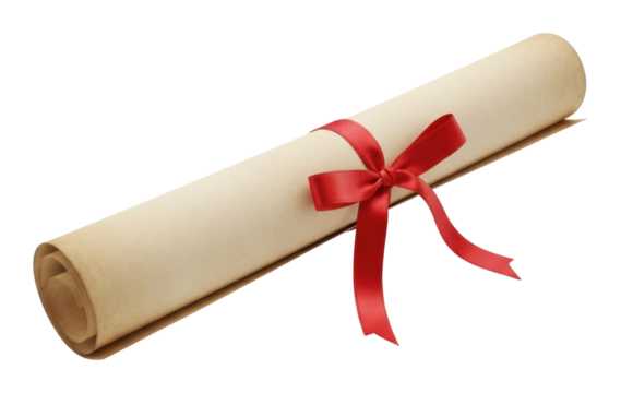 Graduation celebration roll of diploma academic venue ceremony formal isolated on transparent background - Powered by Adobe