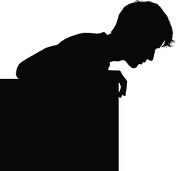 Curious child silhouette peeking over edge