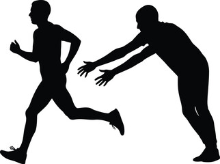Silhouette of man chasing runner competition pursuit