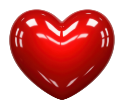 Celebrating love red heart symbol digital abstract isolated on transparent background