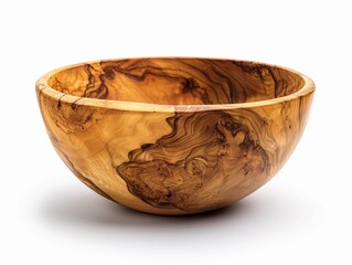 Beautiful handcrafted wooden bowl made from olive wood showcasing natural grains and textures
