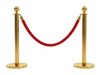 Exclusive event entry barrier with red rope exhibition hall isolated on transparent background