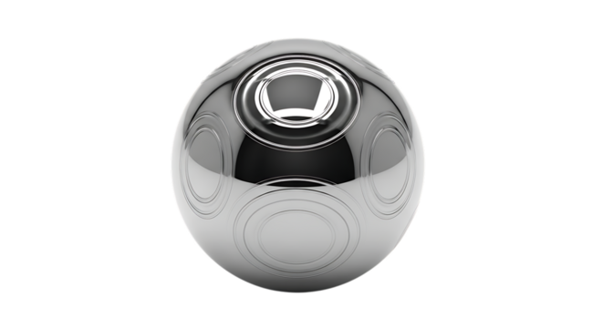 Polished Chrome Sphere, Concentric Circle Engravings, cutout, PNG isolated on white or transparent background - Powered by Adobe