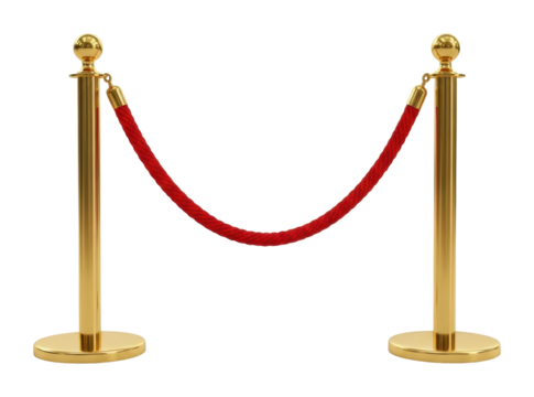 Exclusive event entry barrier with red rope exhibition hall isolated on transparent background