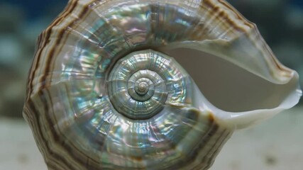 Close Up Nautilus Shell With Pearlescent Textures 4K - Powered by Adobe