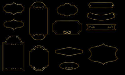 golden vintage frame set luxury ornamental label templates