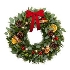 Christmas wreath isolated on white