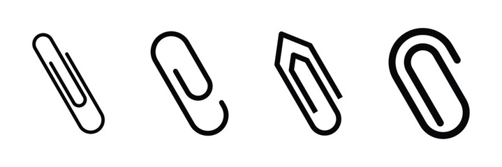 Paper clip icon set. Vector illustration isolated on white background.