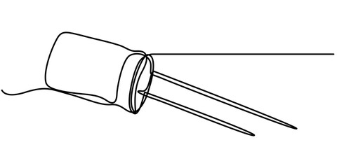 capacitor continuous one line drawing, Capacitors isolated on white background, in outline illustration. 