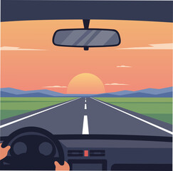 Sunset Drive on the Open Road