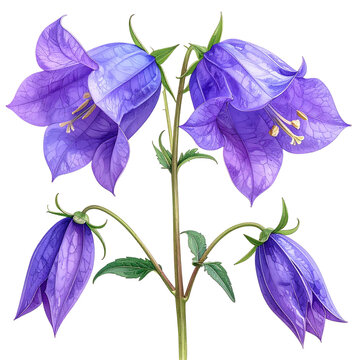 Detailed close-up of a flowering stem with vibrant purple bell-shaped blossoms
