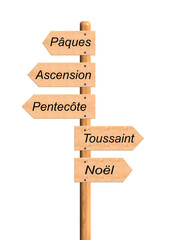 Panneau indicateur des f&ecirc;tes religieuses chr&eacute;tiennes